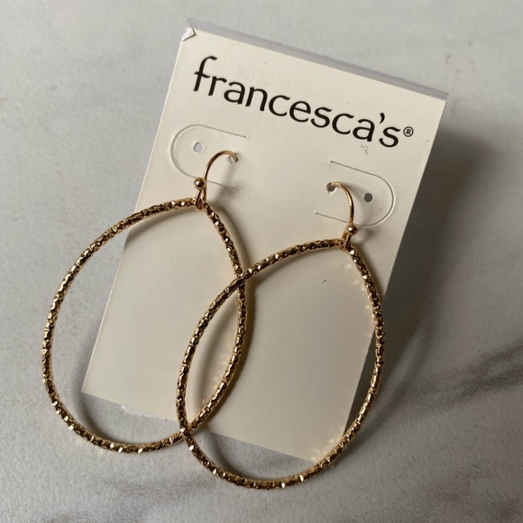 Faux Gold Oval Drop Earrings - Picture 2 of 3